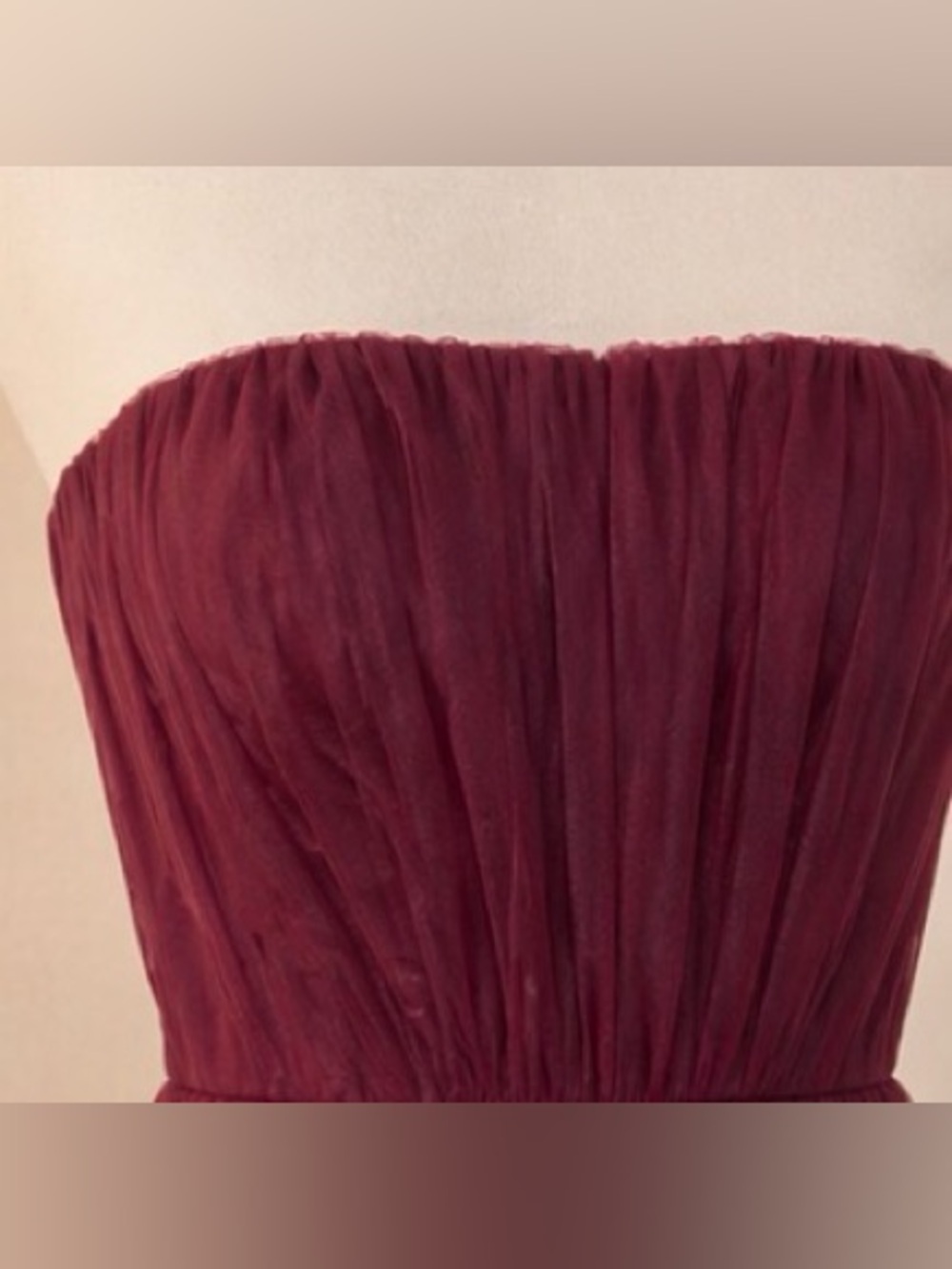[Badgley Mischka] Burgundy Strapless Tulle Midi Dress Size 4 - Picture 9 of 11